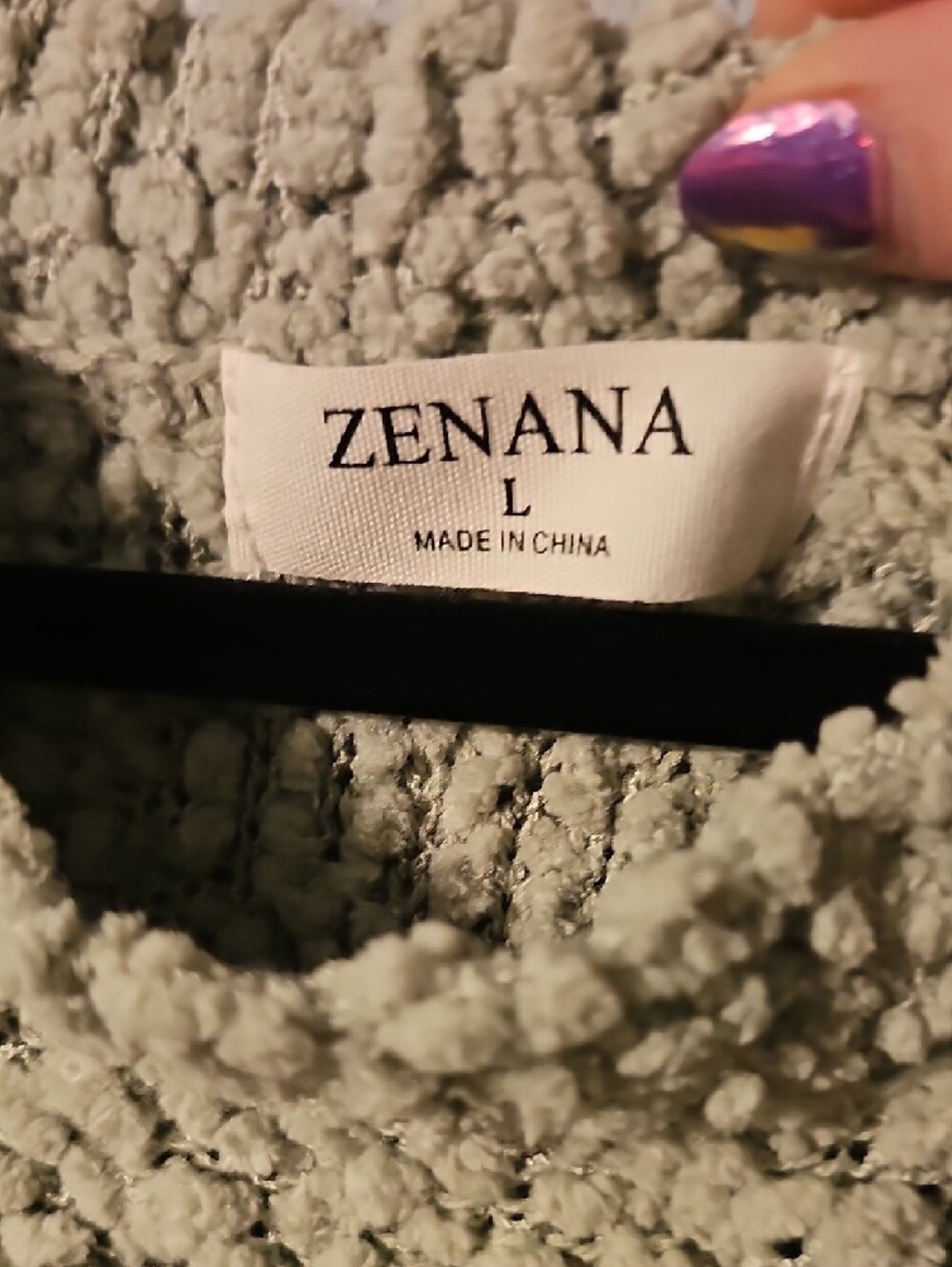 Zenana Outfitters Olive Green and Cream Striped Crew Neck Sweater - Picture 2 of 3